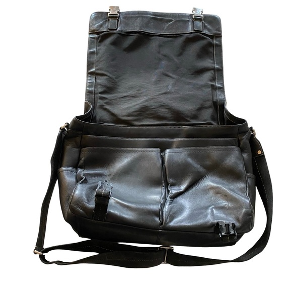 Coach Leather Messenger Bag Briefcase Mens Unisex Large Black Pockets - Picture 4 of 16